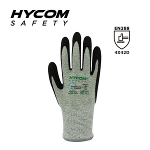 HYCOM 13G ANSI 4 Schnittfester Handschuh mit PU-Beschichtung, umweltfreundlicher HPPE-Handschuh 