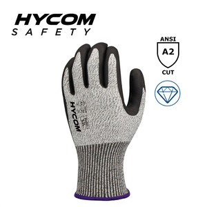 HYCOM 13G ANSI 2 Kein Stahl, kein Glas Schnittfester Handschuh mit Handflächenschaum-Nitril-Beschichtung Arbeitshandschuhe