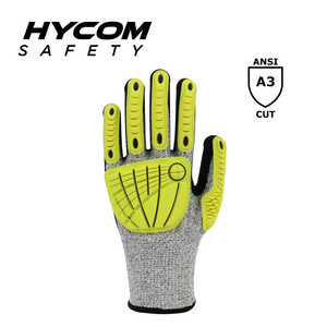 HYCOM Atemgeschnittener, schlagfester, schnittfester TPR-Handschuh nach ANSI 3, beschichtet mit Sandy-Nitril-Arbeitshandschuhen