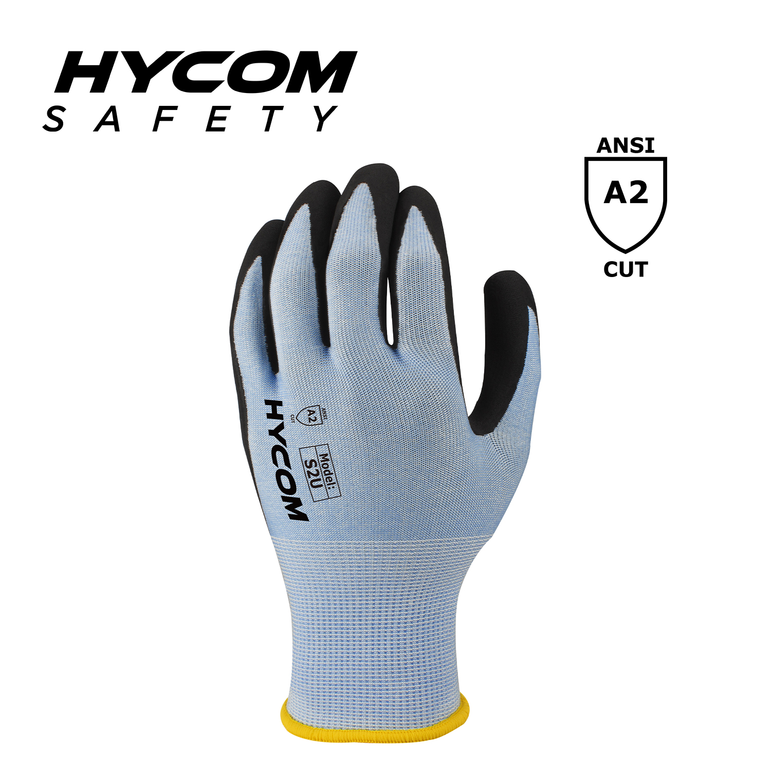 HYCOM 18G ANSI 2 Flexibler schnittfester Handschuh mit Handflächen-Nitrilbeschichtung, superdünnere Schutzhandschuhe