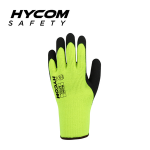 HYCOM 7G atmungsaktiver Acryl-Handschuh mit Schaumlatex-Beschichtung, Arbeitshandschuh mit Fleece-Innenfutter