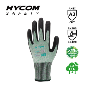 HYCOM Flexibler 13G ANSI 3 schnittfester Handschuh mit PU-Beschichtung, umweltfreundliche GRS-Arbeitshandschuhe