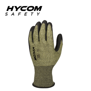 HYCOM 15G ANSI 4 Aramid Schnittfester Handschuh, beschichtet mit Schaumstoff-Nitril-Sicherheitsarbeitshandschuhen