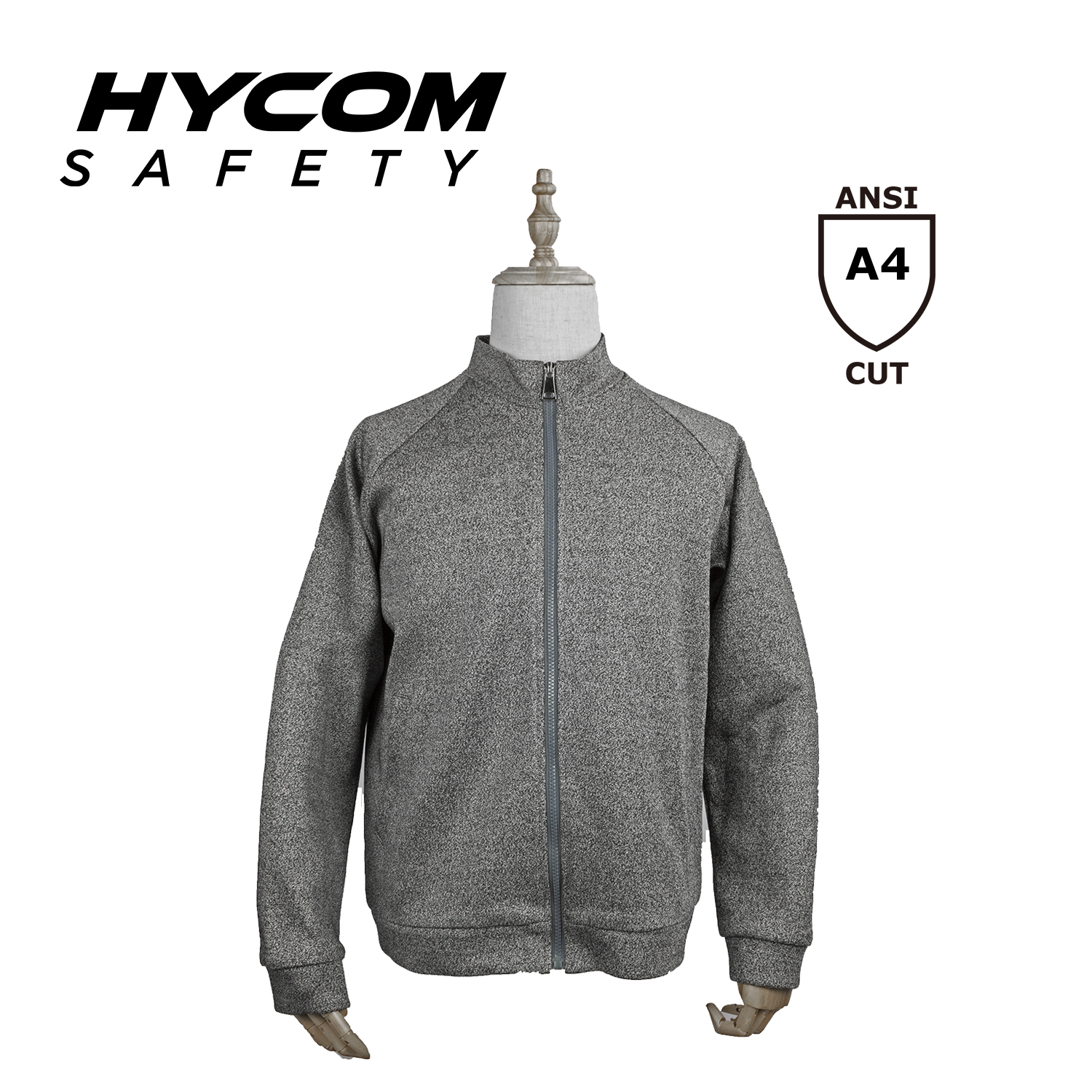 HYCOM ANSI 4 Level 5 schnittfeste Glasfaser-Reißverschlussjacke mit bequemer PSA-Innenkleidung