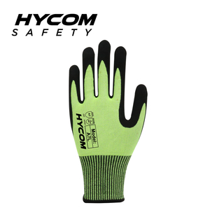 HYCOM 13G HPPE-Faser ANSI 7 Schnittfester Handschuh Handfläche Nitrilgetränkte Schutzhandschuhe für die Arbeit