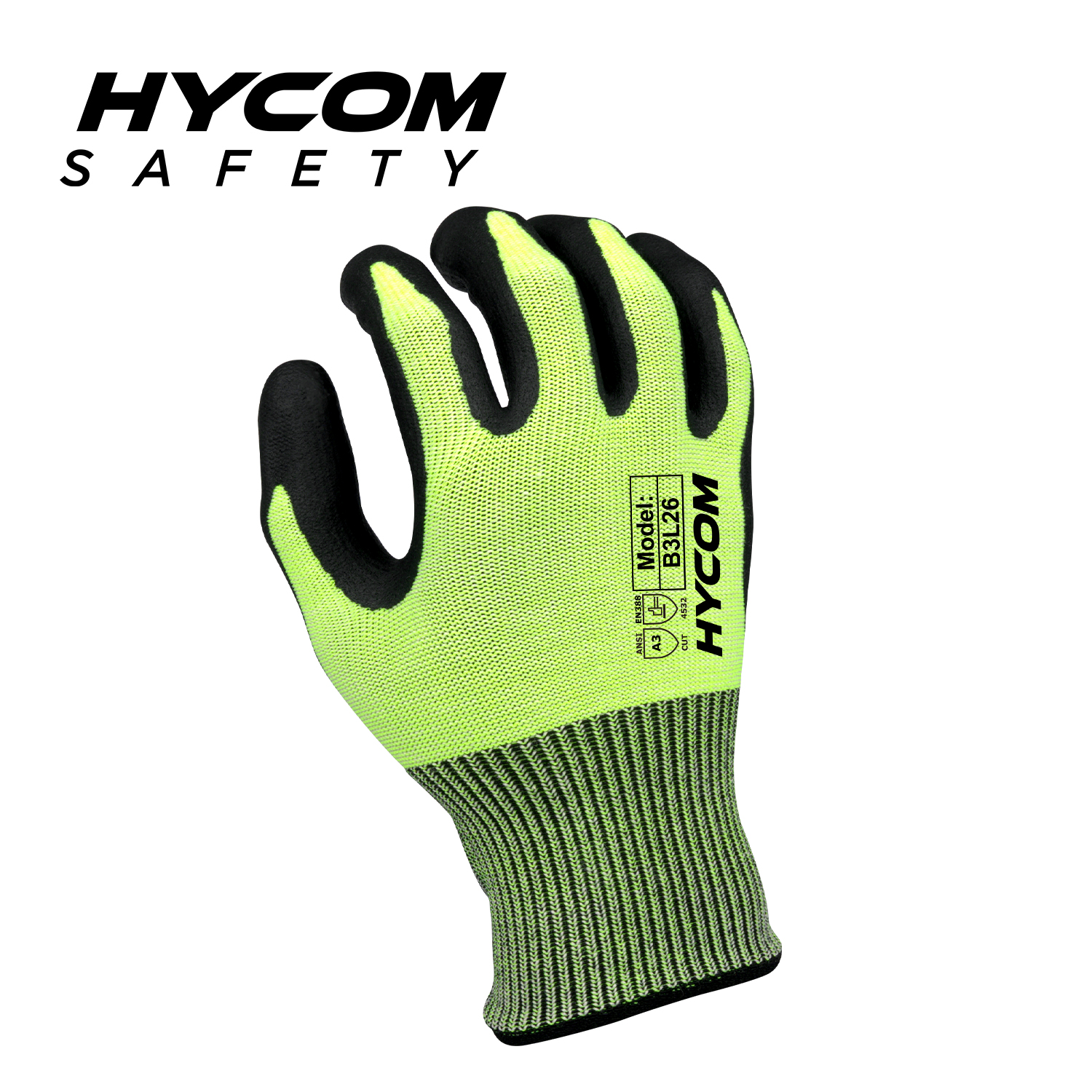 HYCOM Atemgeschnittener 13G Level 5 ANSI 3 schnittfester Handschuh mit Schaumstoff-Nitril-HPPE-Arbeitshandschuhen