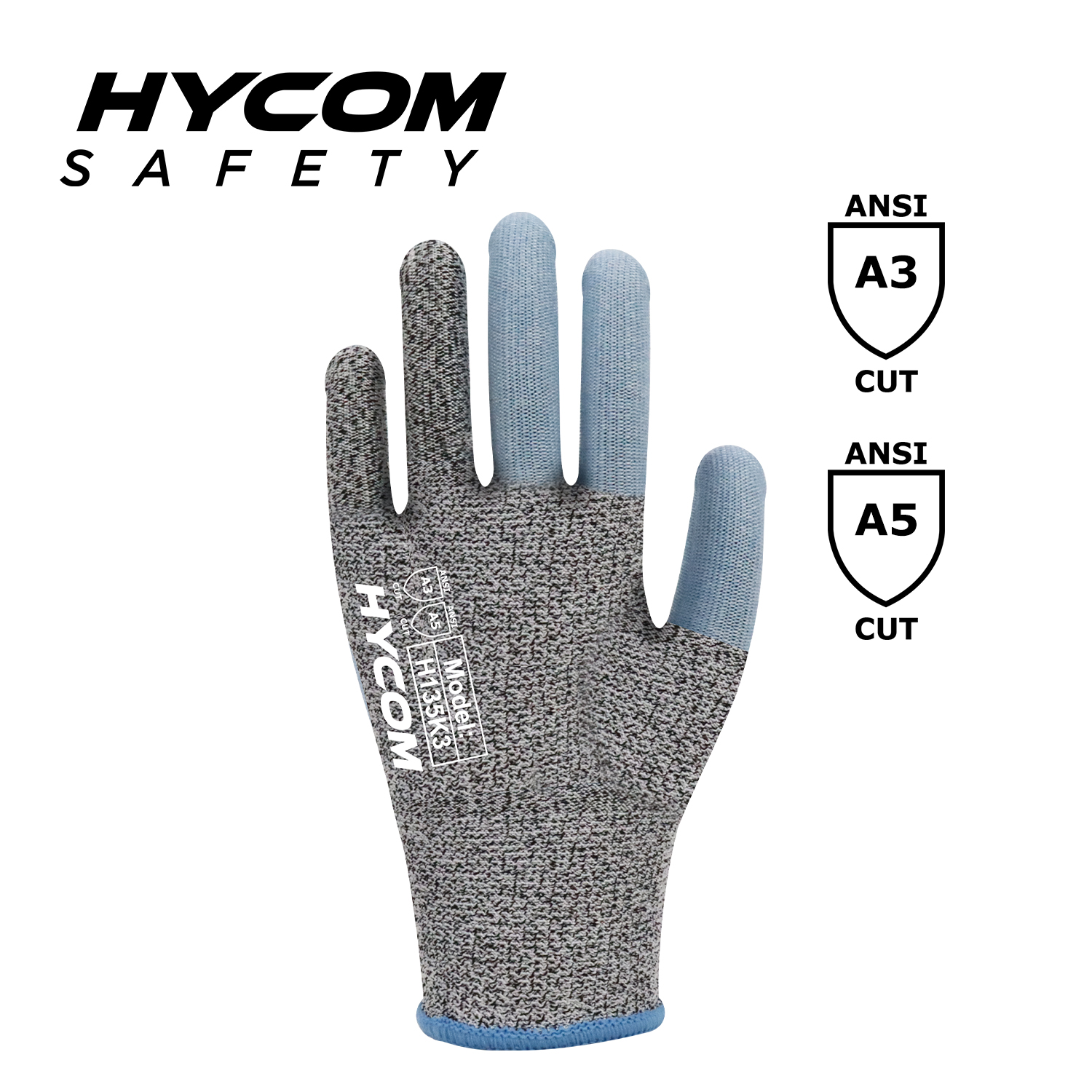 HYCOM Atemgeschnittener 13G ANSI 3 ANSI 5 Schnittfester Handschuh, HPPE-Arbeitshandschuhe in Lebensmittelqualität