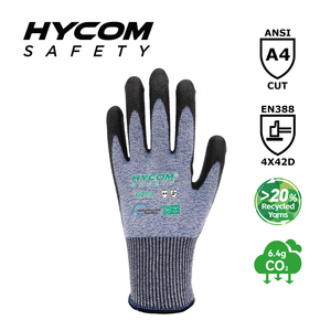 HYCOM Flexibler 13G ANSI 4 GRS schnittfester Handschuh, beschichtet mit umweltfreundlichen PU-Arbeitshandschuhen