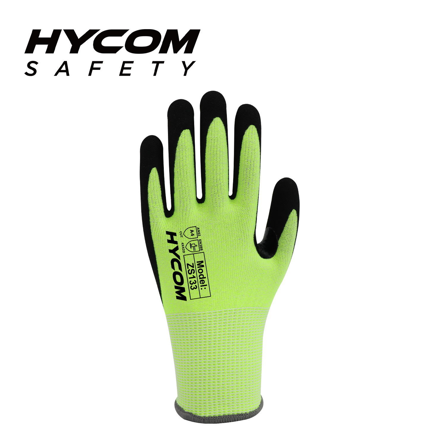 HYCOM 13G ANSI 4, kein Stahl, kein Glas, schnittfester Handschuh mit Schaumstoff-Nitril-Beschichtung, verstärkte Arbeitshandschuhe im Daumenbereich