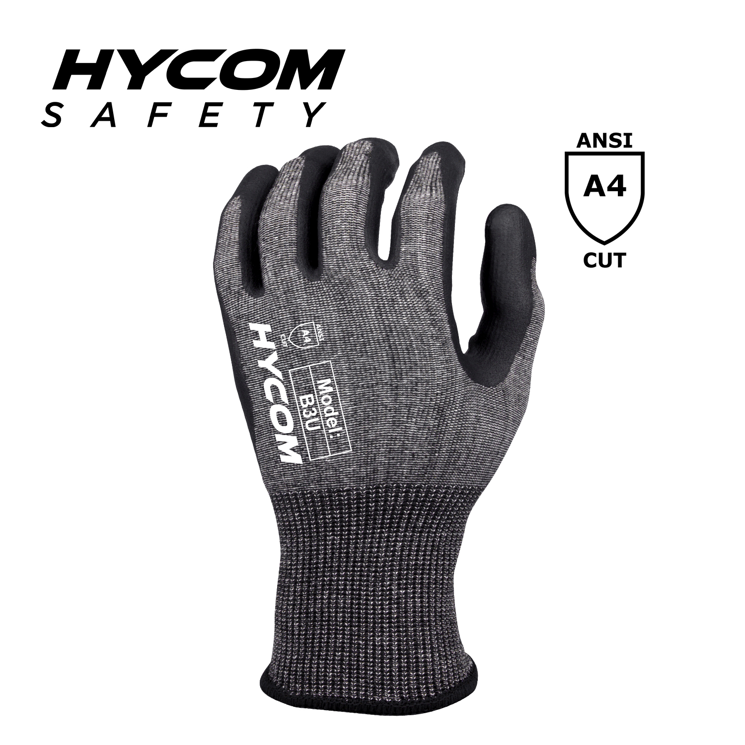 HYCOM Atemgeschnittener 18G ANSI 4 schnittfester Handschuh mit Schaumstoff-Nitril-HPPE-Schutzhandschuhen
