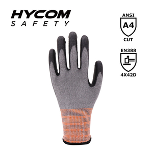 HYCOM Atmungsaktiver 13G ANSI 4 schnittfester Handschuh, beschichtet mit PU-Arbeitshandschuhen mit kühlem Gefühl