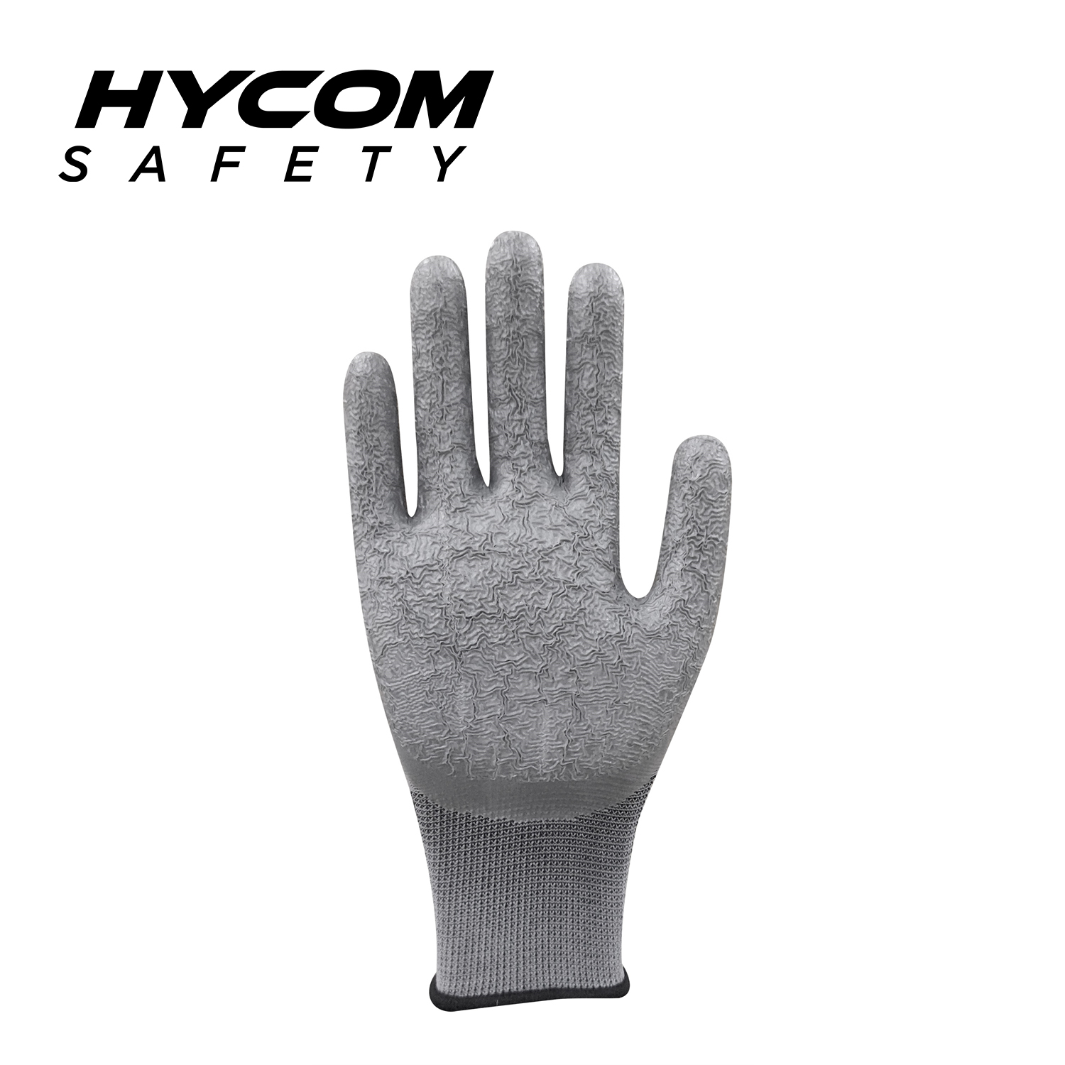 HYCOM Arbeitshandschuh aus 13G-Polyester mit Crinkle-Latex-Beschichtung an der Handfläche, Super-Grip-Sicherheitshandschuh