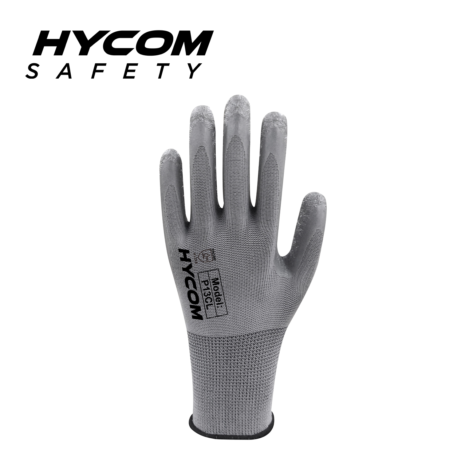 HYCOM Arbeitshandschuh aus 13G-Polyester mit Crinkle-Latex-Beschichtung an der Handfläche, Super-Grip-Sicherheitshandschuh