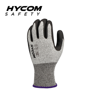HYCOM 13G ANSI 2 Engineering Yarn Schnittfester Handschuh, beschichtet mit Handflächenschaum-Nitril EN388 Sicherheitsarbeitshandschuh